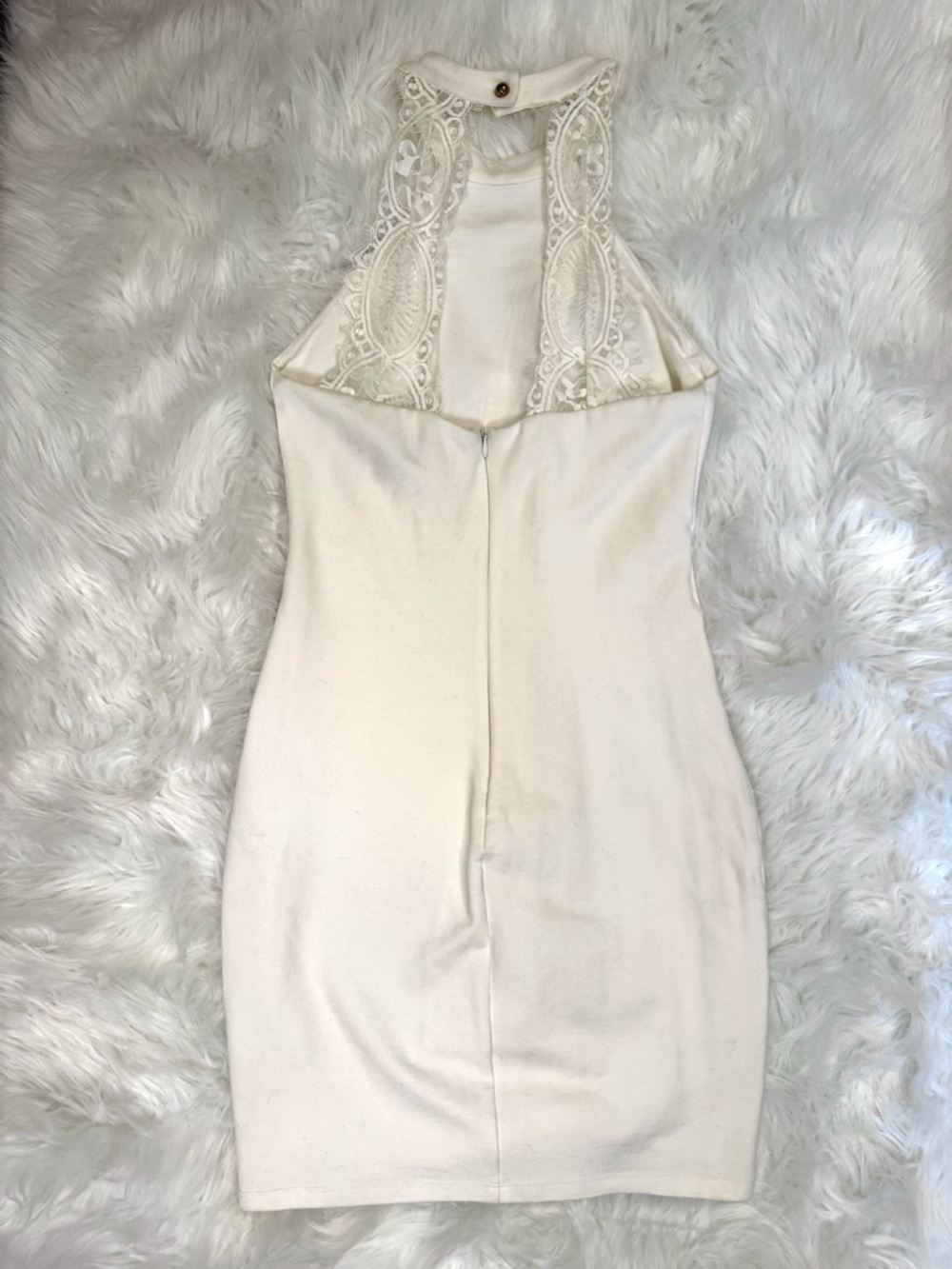 Lulus Ivory Halter Endlessly Alluring Bodycon Dress Lace Back Size M - Picture 7 of 11